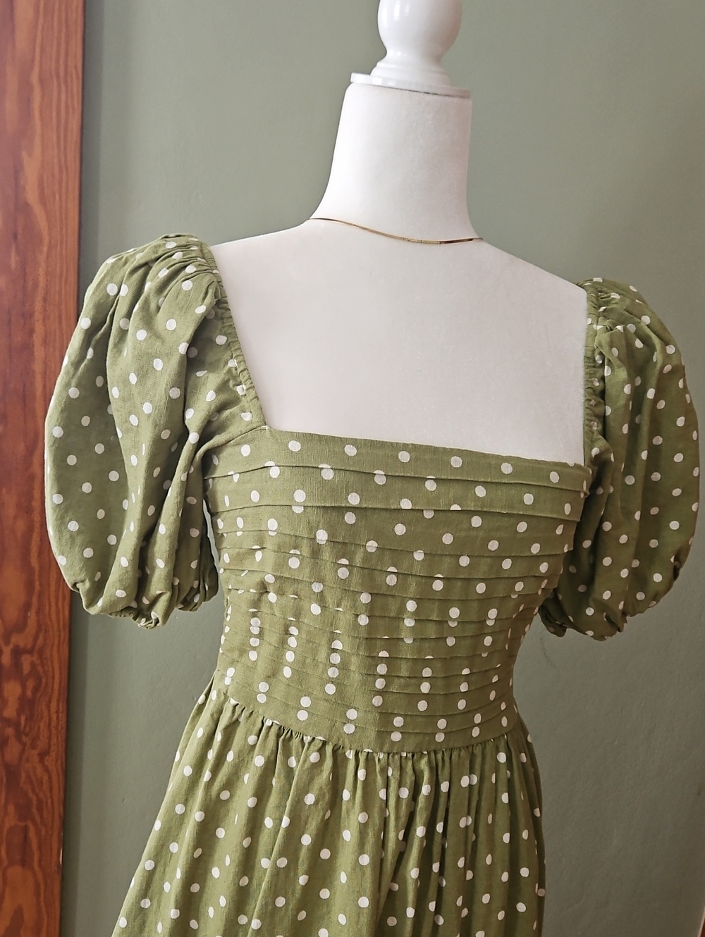 Abercrombie & Fitch Green Polka Dot Midi Dress - Picture 10 of 10
